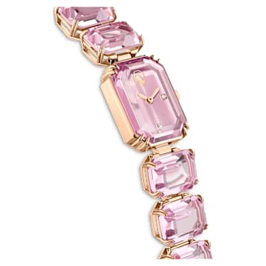 Saat, Sekizgen kesim bileklik, Pembe, Pembe altın rengi yüzey - Swarovski, 5630837