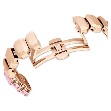 Saat, Sekizgen kesim bileklik, Pembe, Pembe altın rengi yüzey - Swarovski, 5630837