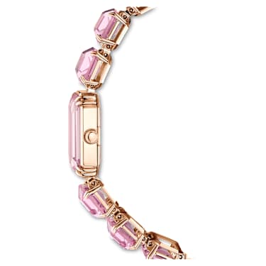 Saat, Sekizgen kesim bileklik, Pembe, Pembe altın rengi yüzey - Swarovski, 5630837
