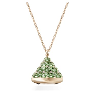 Reloj colgante, Talla triangular, Verde, Acabado tono oro champán - Swarovski, 5631146