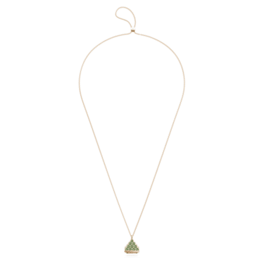 Pendant watch, Triangle cut, Green, Champagne gold-tone finish - Swarovski, 5631146