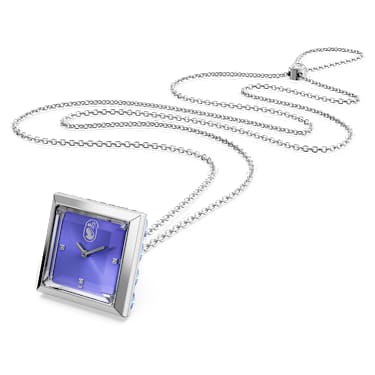 Pendant watch, Triangle cut, Blue, Stainless steel - Swarovski, 5631158