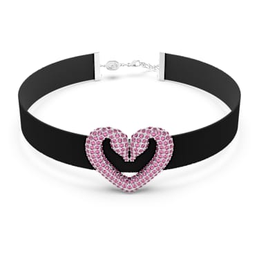 Sublima choker, Heart, Pink, Rhodium plated - Swarovski, 5631172
