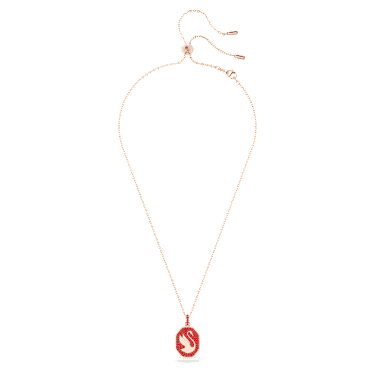 Swan 链坠, 天鹅, 红色, 镀玫瑰金色调 - Swarovski, 5631675