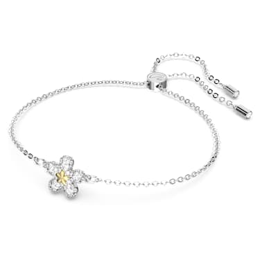 Pulseira Tough, Flor, Branca, Acabamento de combinação de metais - Swarovski, 5632061