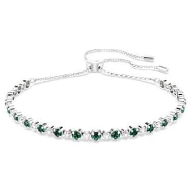 Matrix bracelet, Round cut, Green, Rhodium plated - Swarovski, 5632064