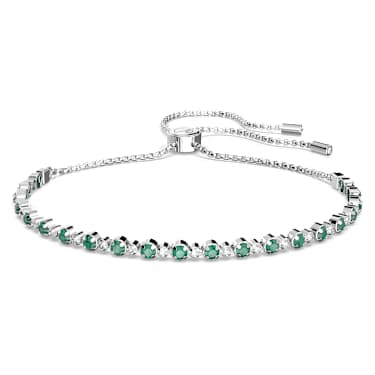 Braccialetto Matrix, Taglio Round, Verde, Placcato rodio - Swarovski, 5632064