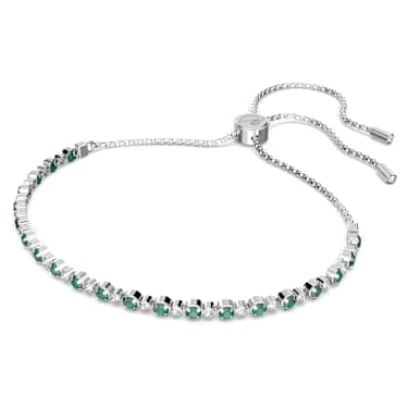 Braccialetto Matrix, Taglio Round, Verde, Placcato rodio - Swarovski, 5632064