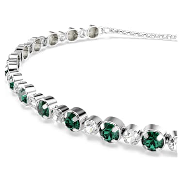 Brățară Matrix, Tăietură rotundă, Verde, Placat cu rodiu - Swarovski, 5632064