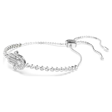 Matrix 手鏈, 手, 白色, 鍍白金色 - Swarovski, 5632065