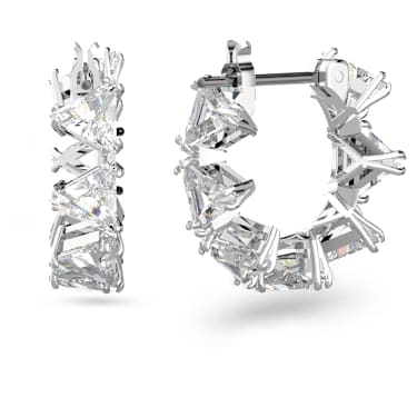 Anneaux d'oreilles Matrix, Taille Triangle, Petites, Blanches, Métal rhodié - Swarovski, 5632467