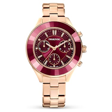 Montre Octea Lux Sport, Fabriqué en Suisse, Bracelet en métal, Rouge, Finition or rose - Swarovski, 5632475