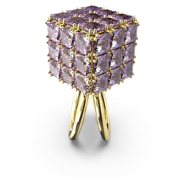 Anello cocktail Curiosa, Taglio squadrato, Viola, Placcato color oro - Swarovski, 5633641