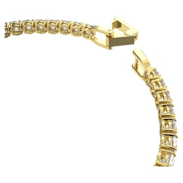 Matrix Tennis 手链, 圆形切割, 白色, 镀金色调 - Swarovski, 5633859