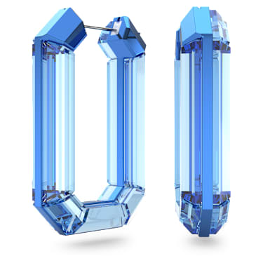 Lucent hoop earrings Statement Octagon shape Blue Swarovski
