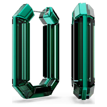 Lucent karika fülbevaló, Statement, Nyolcszög alakú, Zöld - Swarovski, 5633953