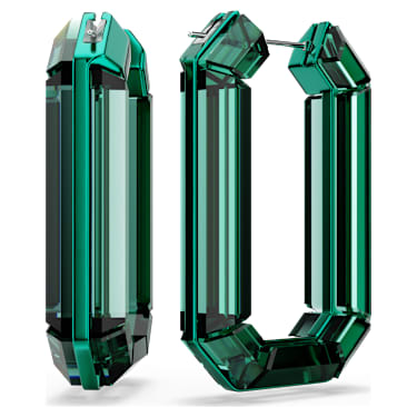Lucent karika fülbevaló, Statement, Nyolcszög alakú, Zöld - Swarovski, 5633953