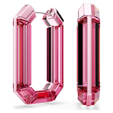 Orecchini a cerchio Lucent, Statement, Forma ottagonale, Rosa - Swarovski, 5633955