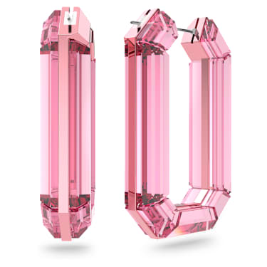 Lucent ต่างหูแบบห่วง, Statement ทรงแปดเหลี่ยม, ชมพู - Swarovski, 5633955