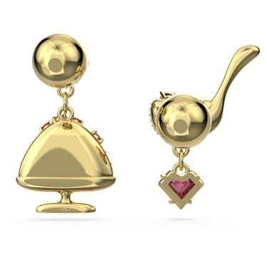 Cariti drop earrings, Asymmetrical design, Red bean ice, Red, Gold-tone plated - Swarovski, 5634707