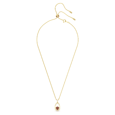 Cariti pendant, Red bean, Red, Gold-tone plated