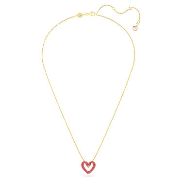 Una pendant Pav Heart Small Red Gold tone plated