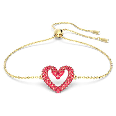 Zapestnica Sublima, Srce, Majhna, Rdeča, PVD zlatega odtenka - Swarovski, 5634724