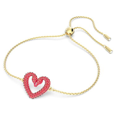 Zapestnica Sublima, Srce, Majhna, Rdeča, PVD zlatega odtenka - Swarovski, 5634724