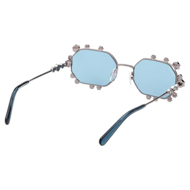 Sunglasses, Narrow, Octagon shape, SK0376 20V, Blue - Swarovski, 5634747
