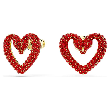 Sublima 耳钉, 心形, 小号, 红色, 镀金色调 - Swarovski, 5634812