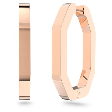 Dextera hoop earrings, Octagon shape, Large, White, Rose gold-tone plated - Swarovski, 5634992