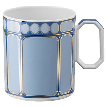 Caneca com tampa Signum, Porcelana, Azul - Swarovski, 5635534