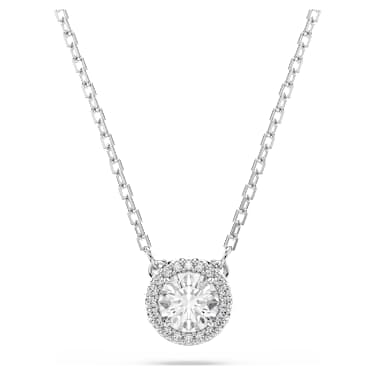 Una Angelic pendant, Round cut, Pavé, White, Rhodium plated - Swarovski, 5636264