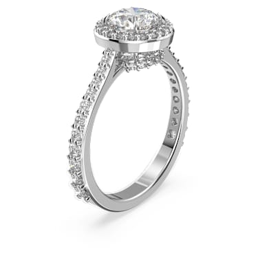 Una 个性戒指, 圆形切割, 密镶, 白色, 镀铑 - Swarovski, 5636267