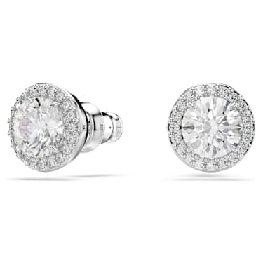 Constella Örhängen, Rundslipning, Pavé, Vit, Rodiumpläterad - Swarovski, 5636269