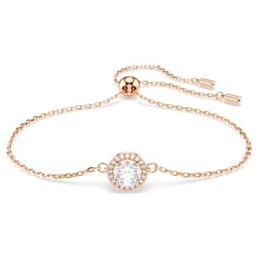 Una Angelic armband, Ronde slijpvorm, Wit, Roségoudkleurige toplaag - Swarovski, 5636273