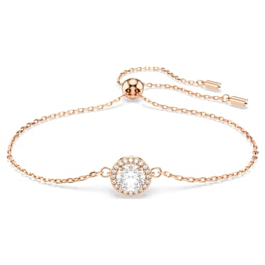 Una Angelic bracelet, Round cut, White, Rose gold-tone plated