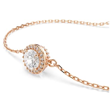Una Angelic armband, Ronde slijpvorm, Wit, Roségoudkleurige toplaag - Swarovski, 5636273