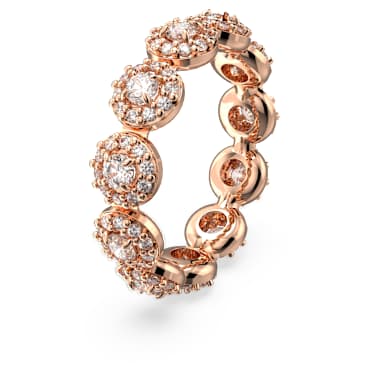 Una ring, Round cut, Pavé, White, Rose gold-tone plated | Swarovski