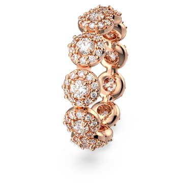 Constella ring, Round cut, Pavé, White, Rose gold-tone plated