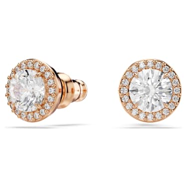 Uhančki Constella, Okrogli rez, Pavé, Beli, Prevleka rožnato zlatega odtenka - Swarovski, 5636275