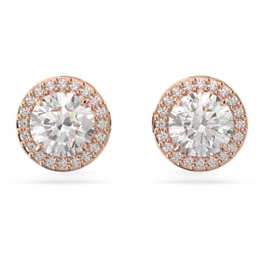 Una Angelic Ohrstecker, Rundschliff, Pavé, Weiß, Roségold-Legierungsschicht - Swarovski, 5636275