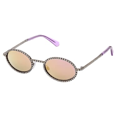 Sunglasses, Oval shape, Pavé, SK0340 08Y, Black - Swarovski, 5636333