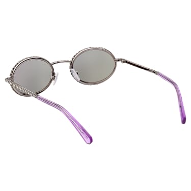Sunglasses, Oval shape, Pavé, SK0340 08Y, Black - Swarovski, 5636333