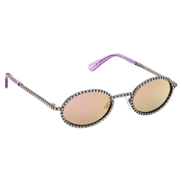 Lunettes de soleil, Forme ovale, Pavé, SK0340 08Y, Noires - Swarovski, 5636333