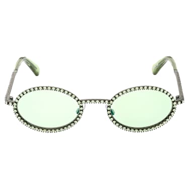 Lunettes de soleil, Forme ovale, Pavé, SK0340 08N, Vertes - Swarovski, 5636334
