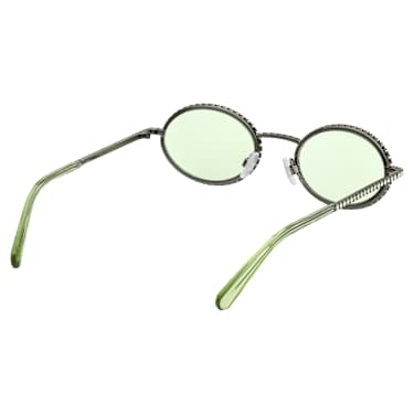 Lunettes de soleil, Forme ovale, Pavé, SK0340 08N, Vertes - Swarovski, 5636334