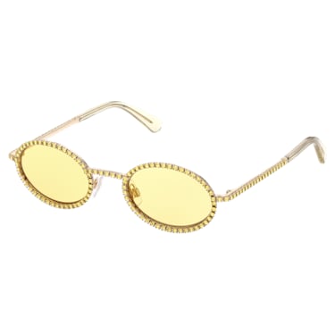 Sunglasses, Oval shape, Pavé, SK0340 32L, Yellow - Swarovski, 5636335