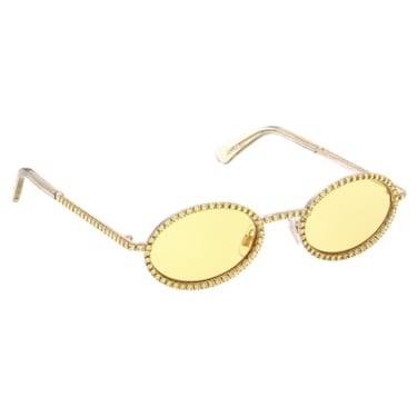 Sunglasses, Oval shape, Pavé, SK0340 32L, Yellow - Swarovski, 5636335
