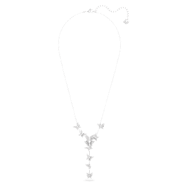 Y-verižica Idyllia Lilia, Metulj, Bela, Prevleka iz rodija - Swarovski, 5636415